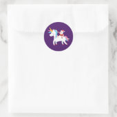 Sticker Rond Noël Père Noël équitation Unicorn Xmas filles enfa (Sac)