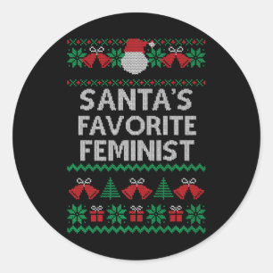Sticker Rond Noël Père Noël Favori Feminist Douleur Laide S