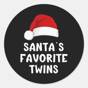 Sticker Rond Noël Père Noël Jumeaux Favoris Jumeaux Fantastique