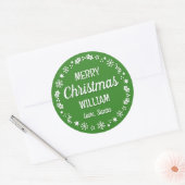 Sticker Rond Noël Père Noël Nom personnalisé Vert (Enveloppe)