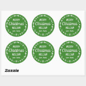 Sticker Rond Noël Père Noël Nom personnalisé Vert (Feuille)