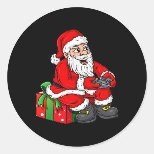 Sticker Rond Noël Père Noël Vidéo Gamer Contrôleur Garçons