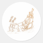 Sticker Rond Noël Père Noël volant - Reindeer (Devant)