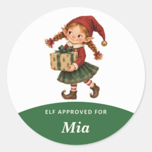 Sticker Rond Noël personnalisé approuvé par l'elfe