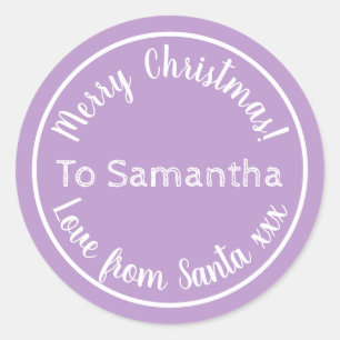 Sticker Rond Noël personnalisé de Père Noël Purple Lilac