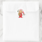 Sticker Rond Noël Petit Elfe Et Teddy (Sac)