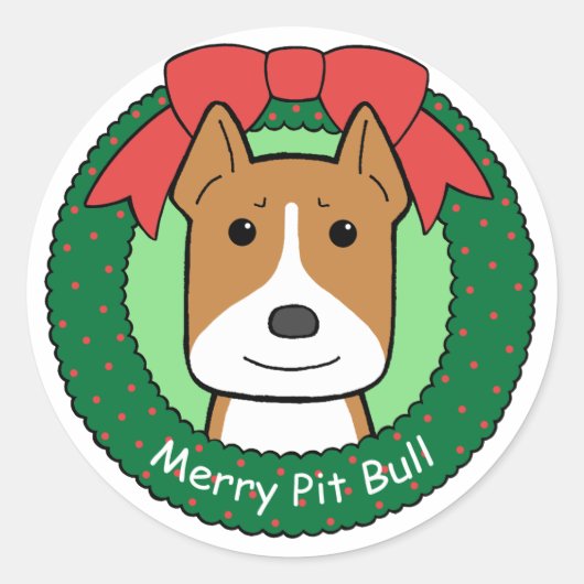 Sticker Rond Noël Pitbull (Devant)