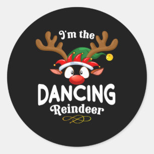 Sticker Rond Noël Pjs Danser Xmas Reindeer Correspondance