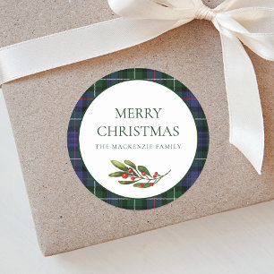 Sticker Rond Noël Plaid Custom MacKenzie Tartan
