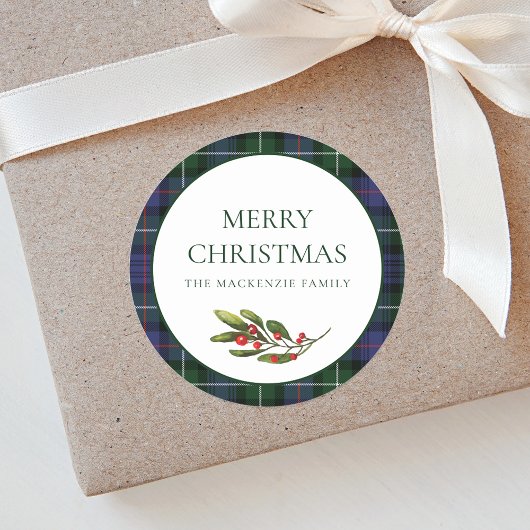 Sticker Rond Noël Plaid Custom MacKenzie Tartan