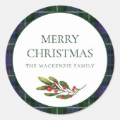 Sticker Rond Noël Plaid Custom MacKenzie Tartan (Devant)