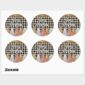 Sticker Rond Noël Plaid Et Parties scintillant Joyeux Noël (Feuille)