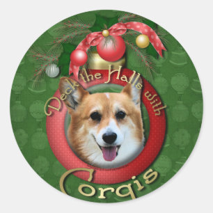 Sticker Rond Noël - plate-forme les halls - Corgis - Owen