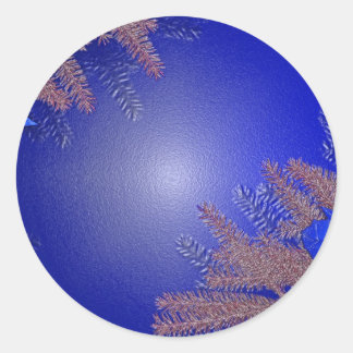 Sticker Rond Noël Poinsettia Bleu