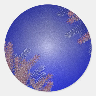 Sticker Rond Noël Poinsettia Bleu I