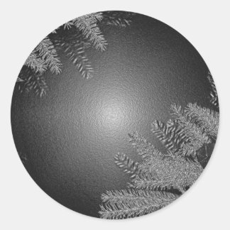 Sticker Rond Noël Poinsettia noir et gris