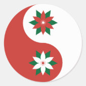 Sticker Rond Noël Poinsettia Yin Yang (Devant)