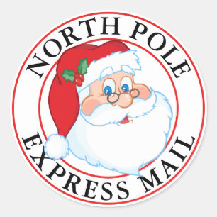 Sticker Rond Noël Pôle Nord Express Mail Père Noël