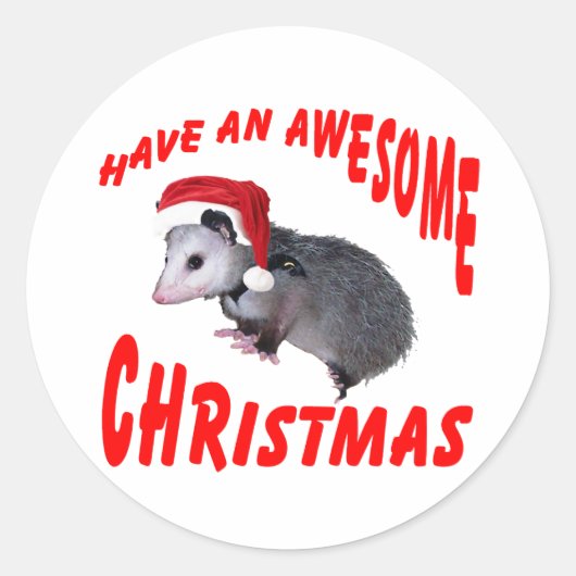 Sticker Rond Noël Possum génial (Devant)