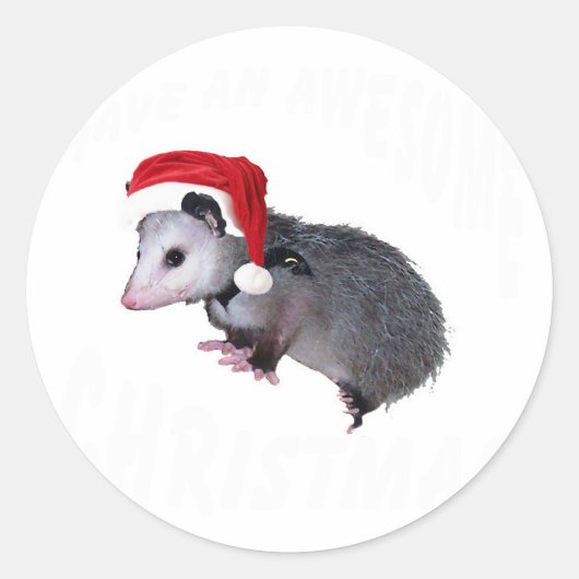 Sticker Rond Noël Possum génial (Devant)