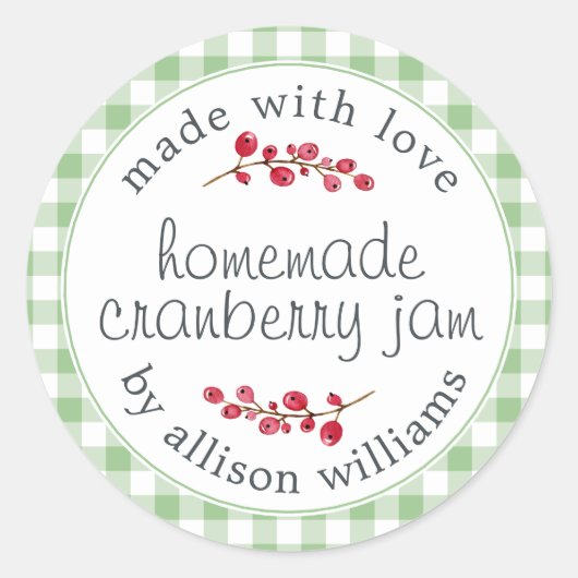 Sticker Rond Noël Pot de Confiture de Cranberry Maison Peut Vér (Devant)