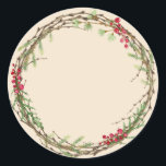 Sticker Rond Noël Pot de Confiture Maison Rustique Ivoire<br><div class="desc">Pot de confiture de Noël rustique et moderne autocollant de jarre de conserve mason avec une belle couronne de Noël avec de la verdure et des baies sur un fond ivoire. Ajoutez simplement votre nom et le nom du produit à l'étiquette. Conçu exclusivement pour vous par Happy Dolphin Studio. Si...</div>