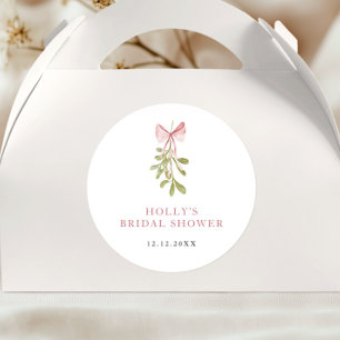 Sticker Rond Noël poussiéreux Rose Arc Bouquet Mariage