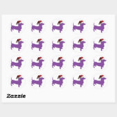 Sticker Rond Noël Purple Dachshund (Feuille)