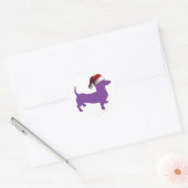 Sticker Rond Noël Purple Dachshund (Enveloppe)