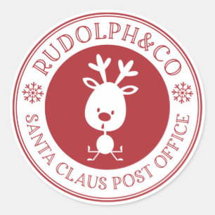 Sticker Rond Noël Reindeer Santa Claus Poste