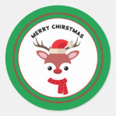 Sticker Rond Noël Reinder visage Noël (Devant)