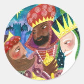 Sticker Rond Noël religieux des trois hommes (Devant)