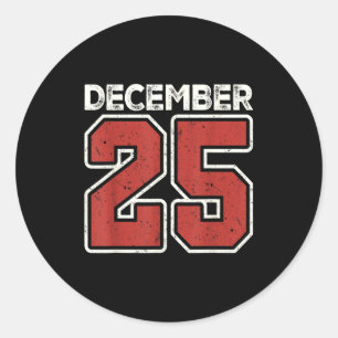 Sticker Rond Noël Rétro 25 Décembre Xmas Correspondant Pour Hom