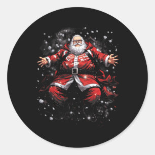 Sticker Rond Noël rétro American Santa Clause Vintage Noël