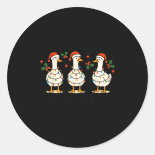 Sticker Rond Noël Rétro Juste Une Oie Festive Lumières Chapeau