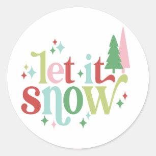 Sticker Rond Noël rétro   Laisse-le neiger