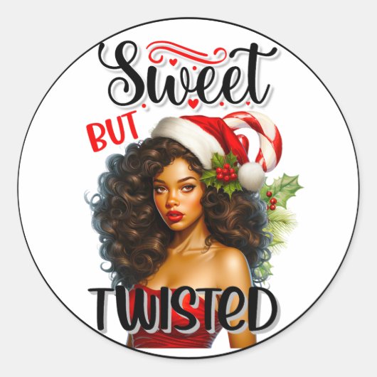Sticker Rond Noël rétro sucré mais tordu pin-up (Devant)