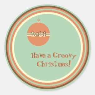 Sticker Rond Noël rétro super avec ornement et date