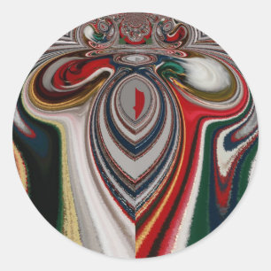 Sticker Rond Noël Retro Texture Vintage Art Abstrait Imprimer