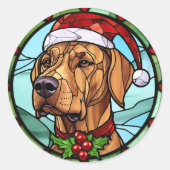Sticker Rond Noël Rhodesian Ridgeback (Devant)