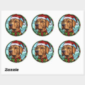 Sticker Rond Noël Rhodesian Ridgeback (Feuille)