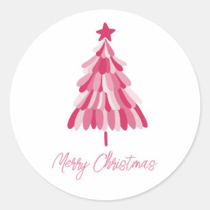 Sticker Rond Noël rose