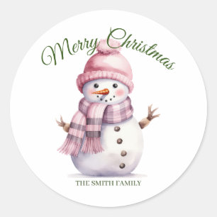 Sticker Rond Noël rose