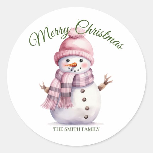 Sticker Rond Noël rose (Devant)