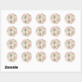 Sticker Rond Noël rose (Feuille)