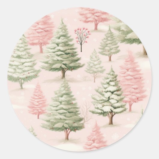 Sticker Rond Noël rose (Devant)