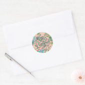 Sticker Rond Noël rose floral (Enveloppe)