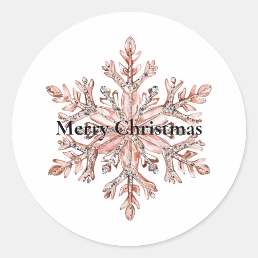 Sticker Rond Noël rose Gold Snowflake (Devant)