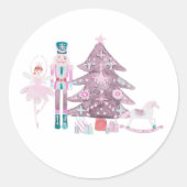 Sticker Rond Noël rose Nutcracker (Devant)