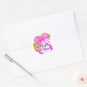 Sticker Rond Noël rose rayonnant